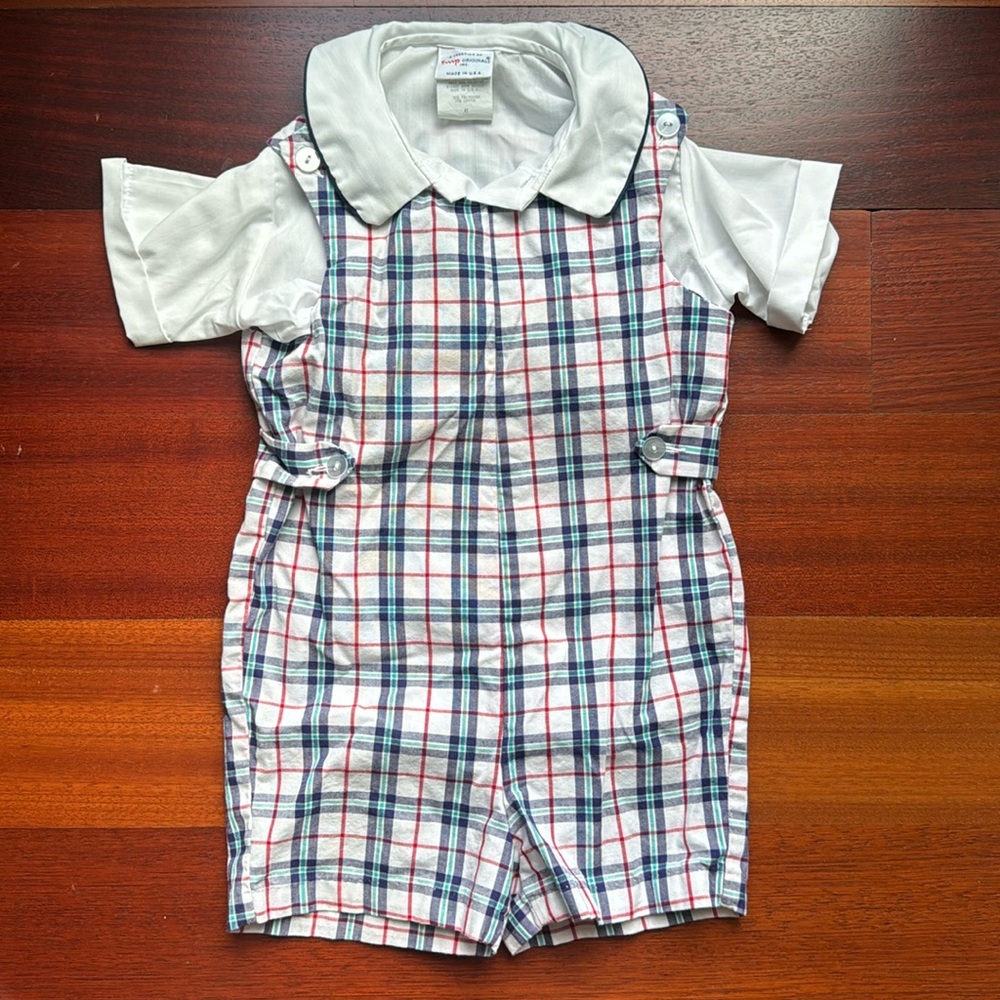 IMP Originals Vintage Overall Blue,Red, Green & White Plaid SZ 4T